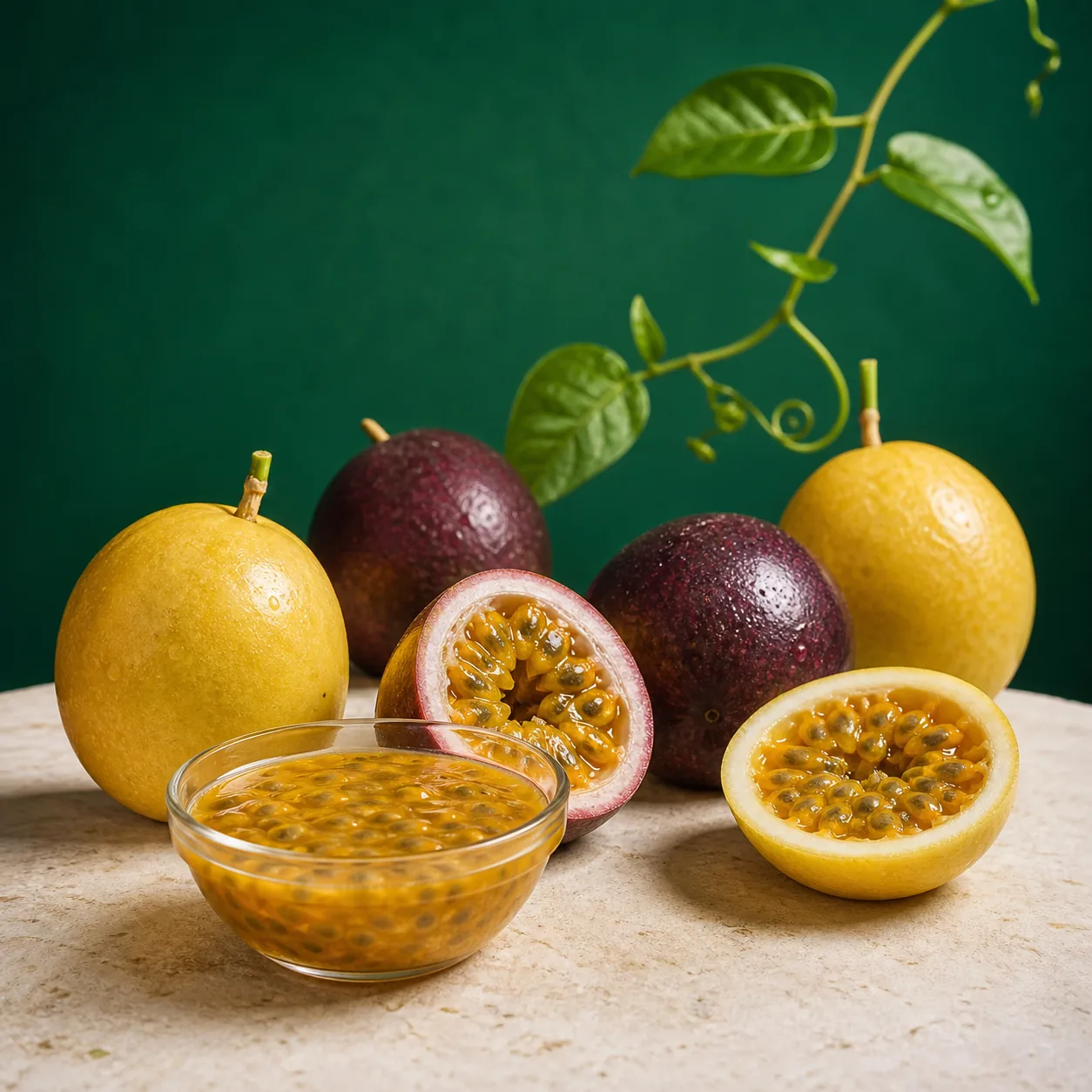 Illustrative passion fruit and pulp presentation